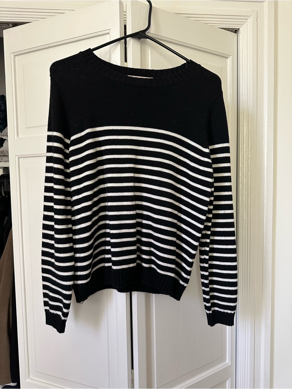 Philosophy Black & White Stripe Crewneck Sweater